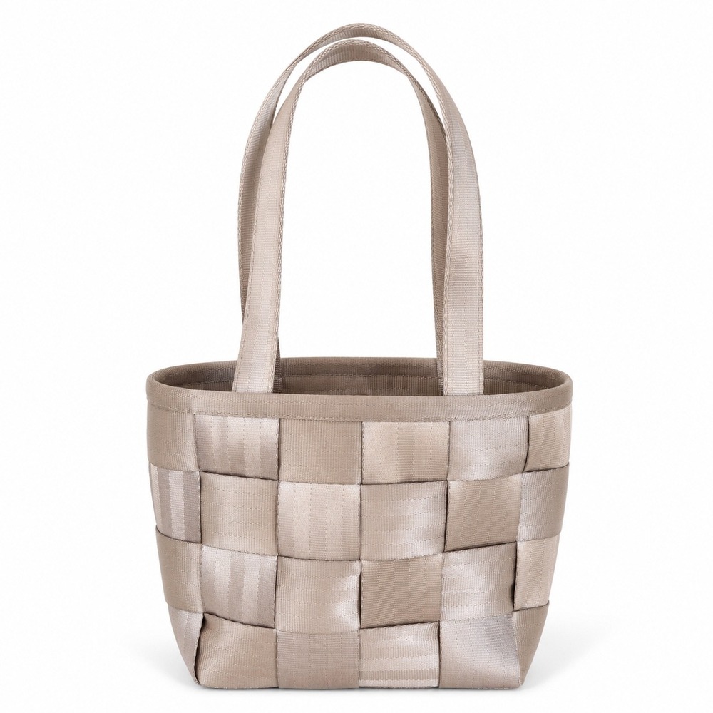 Harveys Seatbelt Bag Small Tote Champagne Beige Woven Y2K Shoulder Handbag USA